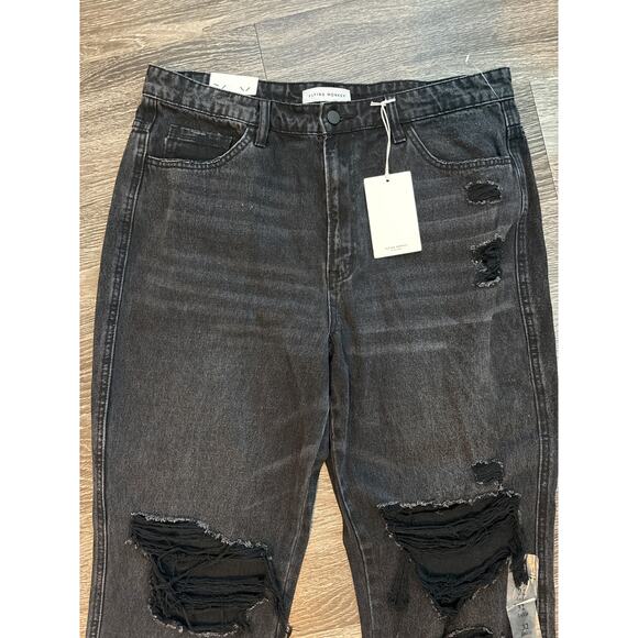 NWT Flying Monkey Ultra High Rise Straight Jeans Black Size 32 - Picture 2 of 5